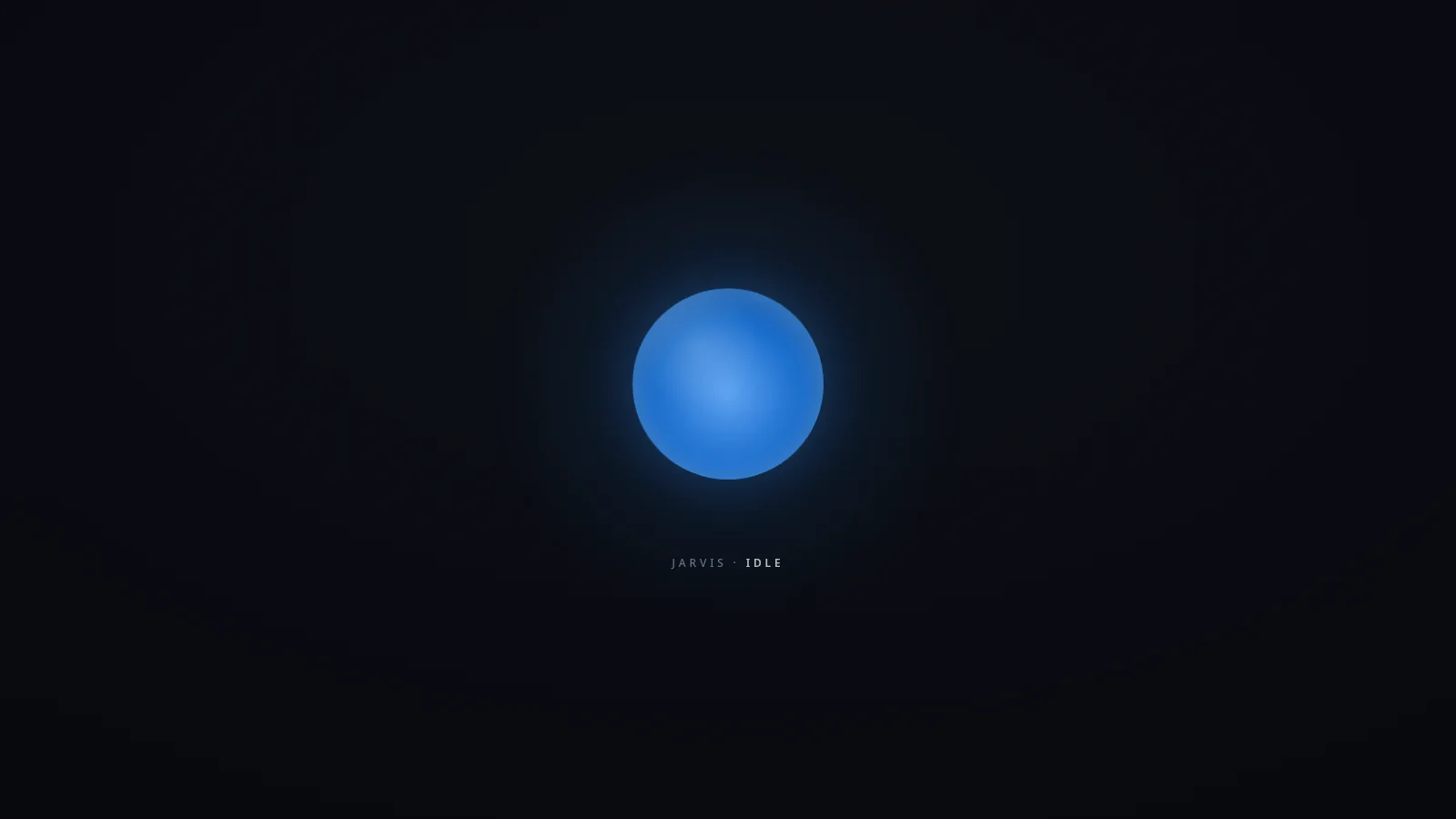 The Jarvis voice assistant showing its glowing orb while it thinks