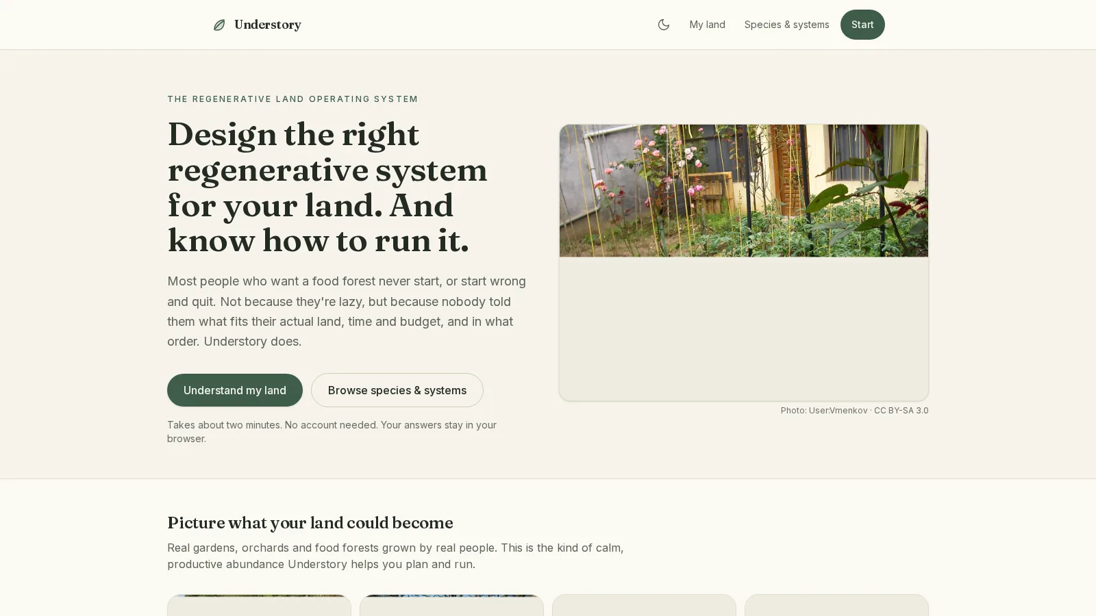 The Understory land-planning app showing a species fit report